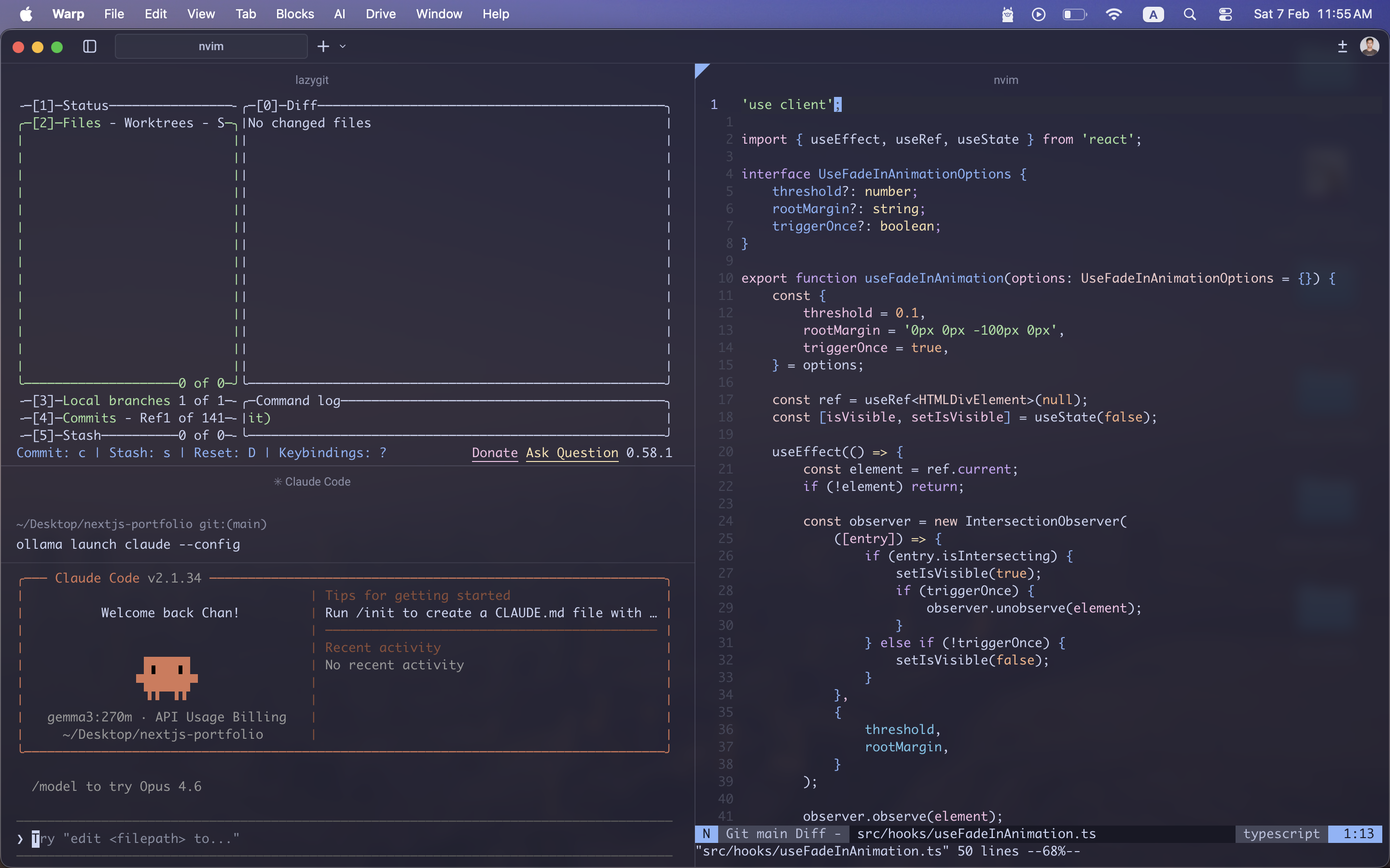 My terminal setup featuring Claude Code