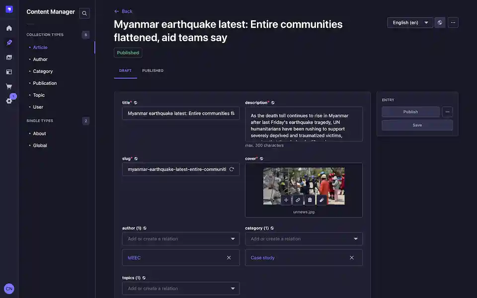MEEC Website & CMS screenshot 2